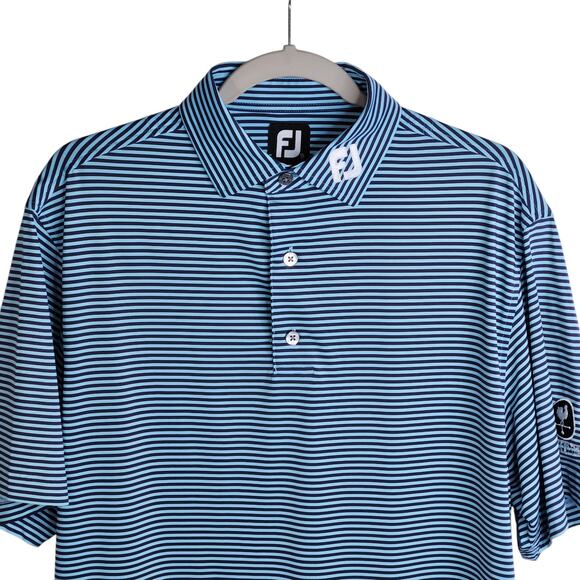 Footjoy Golf Polo Shirt Blue Striped Men's Medium Embroidered Logo - Picture 2 of 10